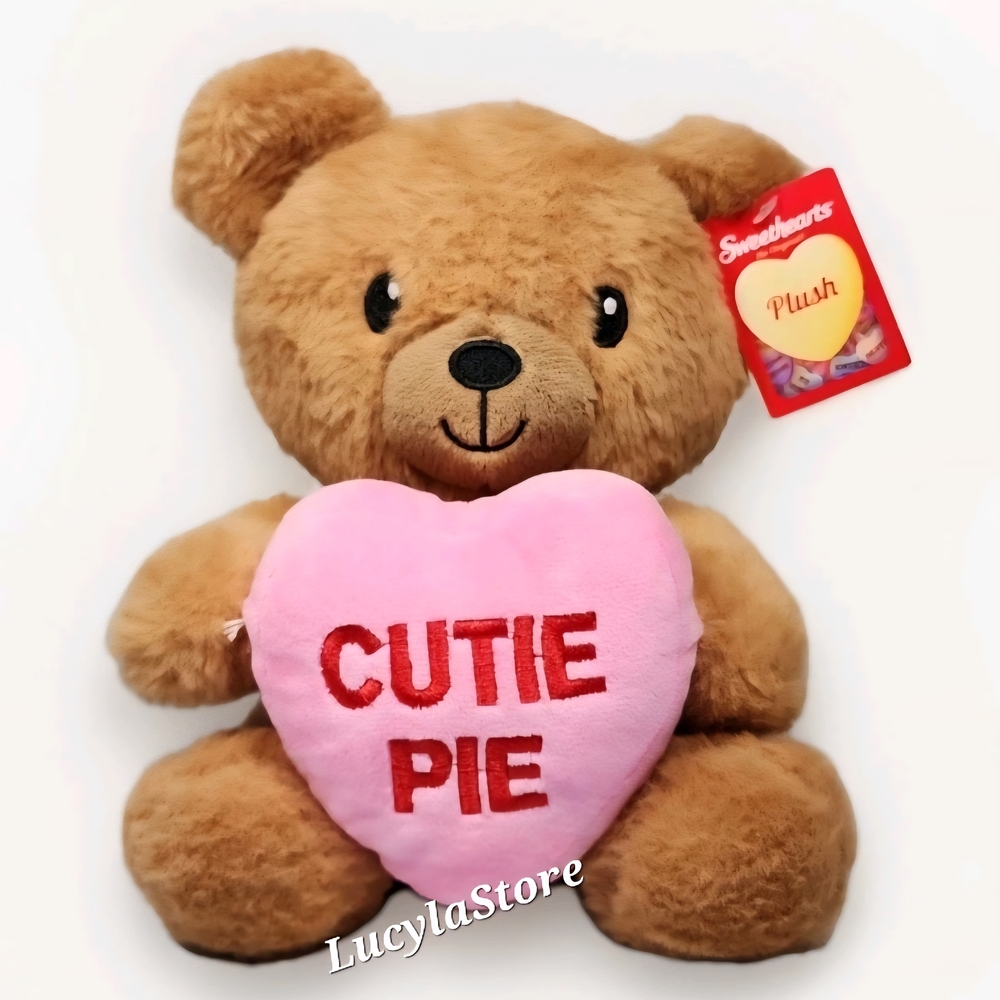 Sweethearts Plush Bear 10" Stuffed Animal with Pink Cutie Pie Heart Pillow Toy